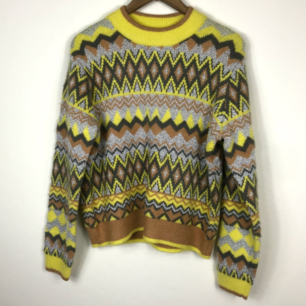 Marc New York Andrew Marc Yellow Geometric Sweater